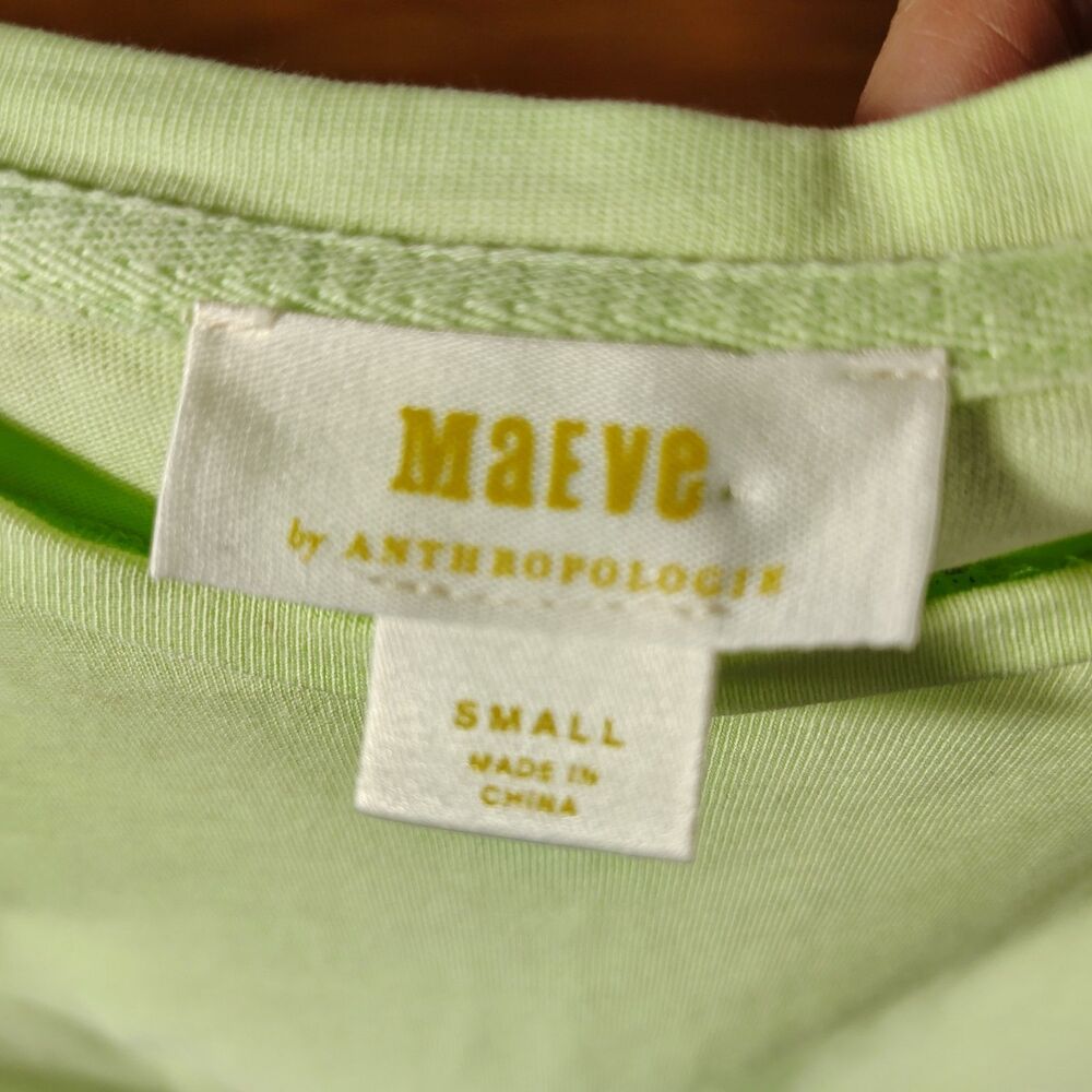 Maeve Anthropologie Flutter Sleeve Crop Top Size S Bright Green Drawstring - Picture 6 of 9